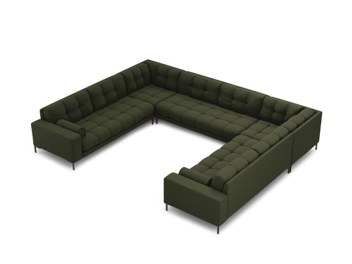 Cosmopolitan Design Panoramische bank Bali 9-zits, structurele stof, groente - 256x327x75cm