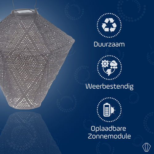 Lumiz solar lampion - ikat diamond - 28 cm - taupe - vtwonen shop