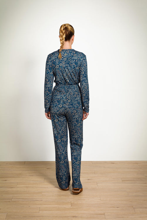 Pip Studio - Blake Pyjama Broek Dames - Daisy Dreams - Blauw - XXL - vtwonen shop