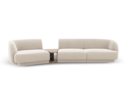 Micadoni linker modulaire bank Miley 3-zits, flueel, lichtbeige - 126x303x70cm