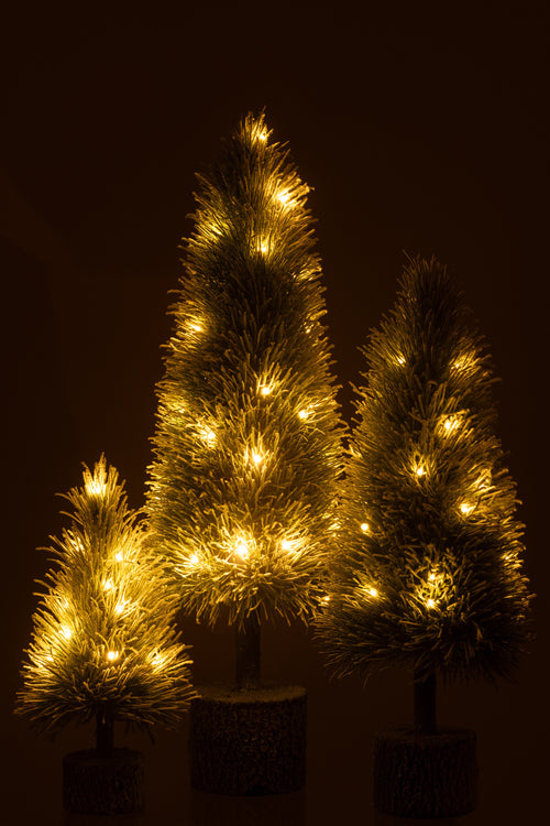 J-Line decoratie kerstboom Sneeuw - kunststof - groen - large - LED lichtjes
