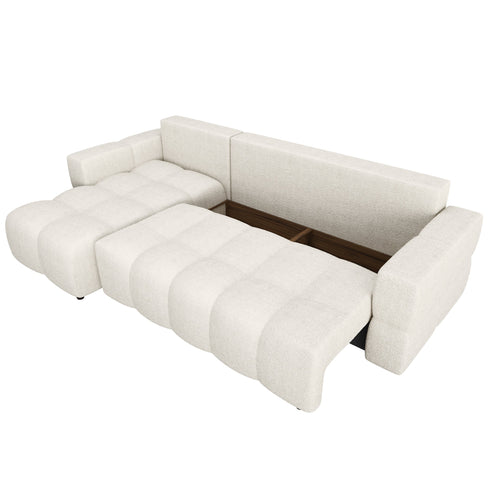 Sia Home - Hoek slaapbanken links GABRIEL - Bouclette stof - Crème - 286cm - vtwonen shop