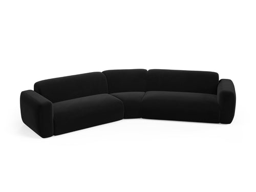 Cosmopolitan Design Symmetrische modulaire hoekbank Strino 3-zits, flueel zwart - 210x344x78cm