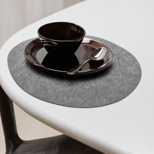 S|P Collection - Placemat 43,5x36,5cm organisch metallic zilver Dinner - Set van 4