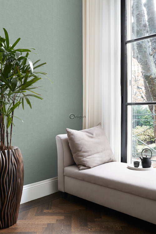 Origin Wallcoverings behang linnenstructuur celadon groen - 0,53 x 10,05 m - 347633 - vtwonen shop