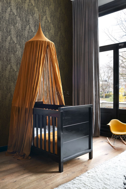 ESTAhome behang getekende bladeren zwart en goud - 53 cm x 10.05 m - 139126