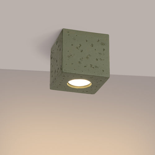 Sollux Lighting Plafondlamp QUAD beton olijfgroen - 10x10x10cm