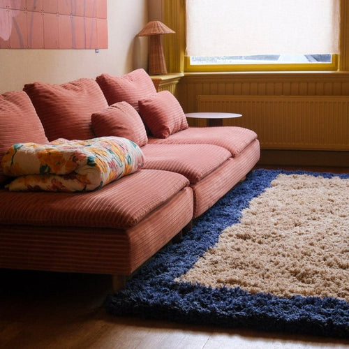 Interieur05 vloerkleed Pilo - hoogpolig - beige/blauw - 240 x 340 cm