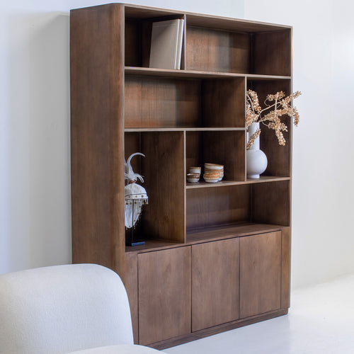 Giga Meubel Wandkast Finn - Mangohout - Donkerbruin - 180x45x220cm - vtwonen shop