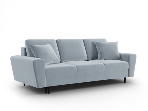 Cosmopolitan Design Slaapbank met opbergdoos Kyoto 3-zits, flueel lichtblauw - 100x235x88cm