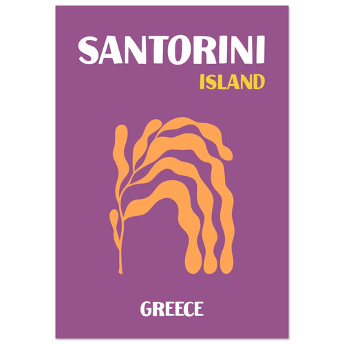 Artfulprints Poster met Lijst Griekenland - Santorini   - A4 21x29.7 cm - Paars