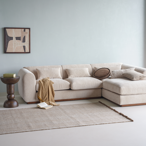 WOOOD hoekbank rechts Brenvo - Structure Velvet - Zand - 73x306x178