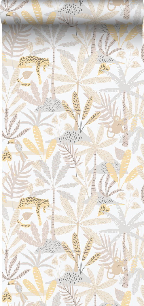 Sanders & Sanders behang jungle dieren beige, grijs en wit - 53 cm x 10.05 m - 640632