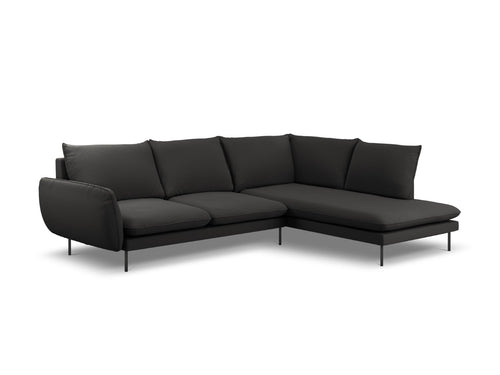 Cosmopolitan Design rechter hoekbank Vienna 6-zits, boucle, zwart - 185x275x95cm