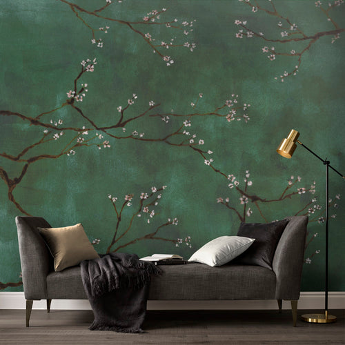 Art for the Home Fotobehang - Chinese Bloesem - Groen - 280x300cm - vtwonen shop