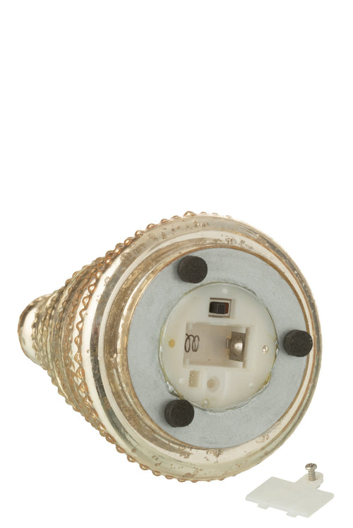 J-Line decoratie Boom Geribbeld - glas - goud - doos van 3 - LED