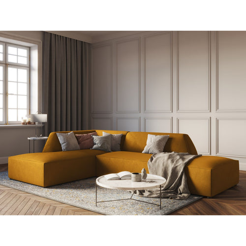 Cosmopolitan Design - Modulaire hoekbank links Siena 4-zits, ribfluwelen geel - 180x273x69cm