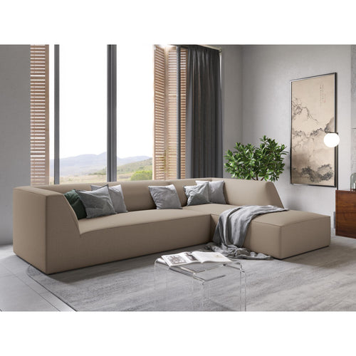 Cosmopolitan Design - Modulaire hoekbank rechts Siena 4-zits, structurele stof donkerbeige - 180x273x69cm