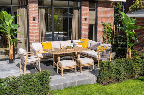 Santos lounge-diningset - 5-dlg.-rechts-acaciahout met white wash-sand