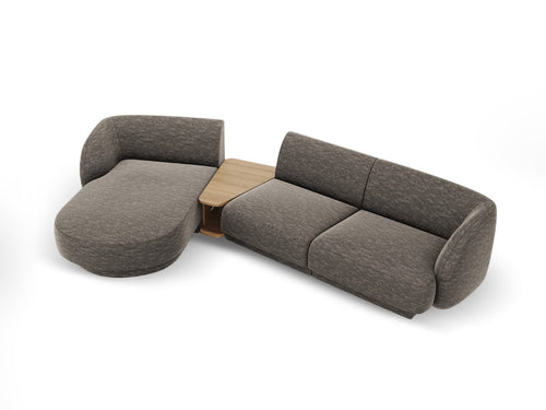 Micadoni linker modulaire bank Miley 3-zits, chenille, grijs - 178x303x70cm