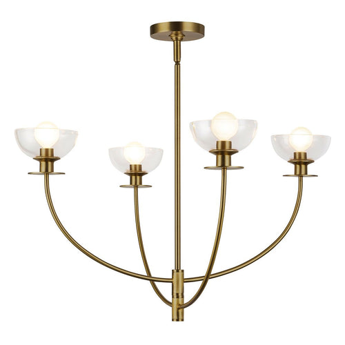 Mehrarmige Pendelleuchte, modernes gebürstetes Gold, 4 x E14