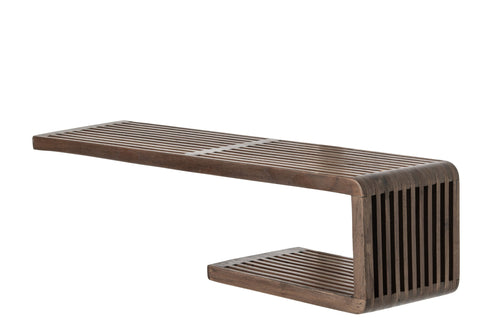 J-Line Wandrek met latten - gerecycled hout - donkerbruin - large