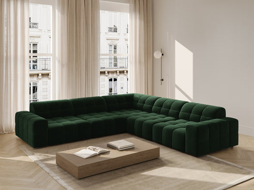 Cosmopolitan Design Hoekbank CHICAGO 4-zits, flueel flessengroen - 285x285x78cm
