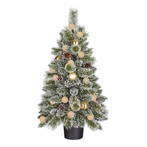 Black Box Trees Kaprun Kunstkerstboom in Pot met LED Verlichting en Timerfunctie - H90 x Ø51 cm - Groen, Goud - vtwonen shop