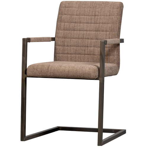 WOOOD eetkamerstoelen Bas - Geweven Stof - Bruin Melange - Set van 6