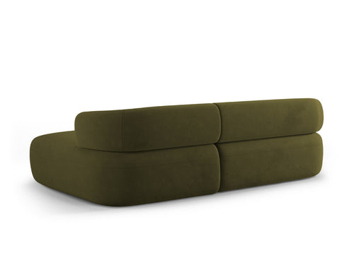 Micadoni rechter hoekbank Jenny 5-zits, flueel groente - 145x225x73cm
