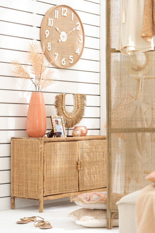 J-Line decoratie Ketting + Staander Dora - schelpen/zeegrass - beige - large