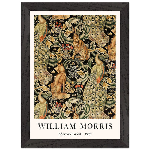 Artfulprints Poster met Lijst William Morris - Charcoal forrest   - A4 21x29.7 cm - Donkergroen