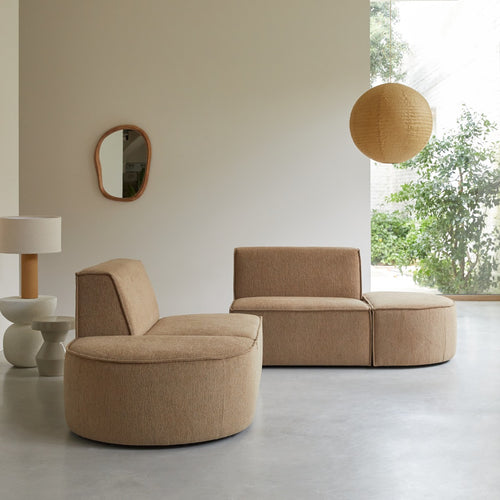 Tikamoon Modulaire 2-zitsbank in camelkleurige stof - Bruin - vtwonen shop