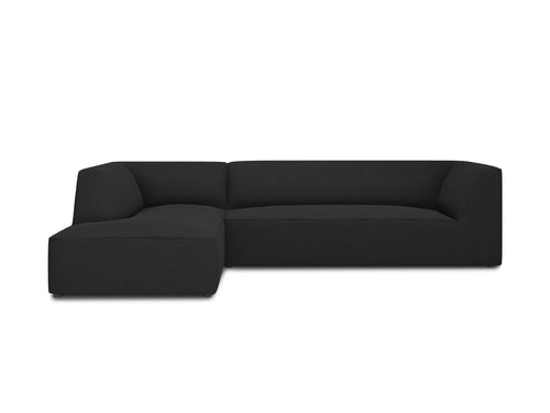 Micadoni linker hoekbank Ruby 4-zits, structurele stof, zwart - 180x273x69cm