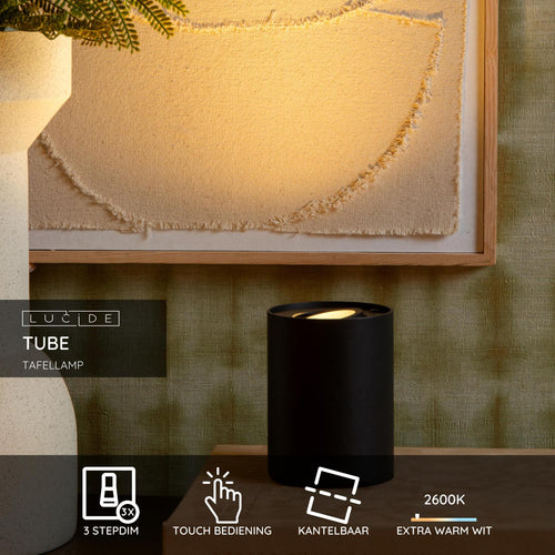 Lucide tafellamp TUBE - 1xGU10 - Zwart