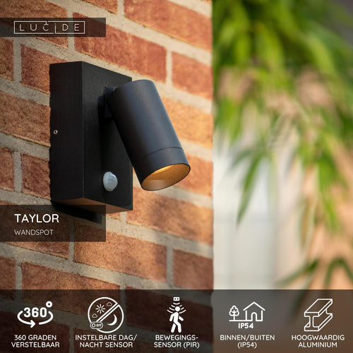 Lucide wandspot TAYLOR - 1xGU10 - Zwart