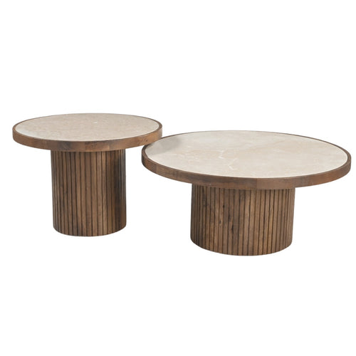 DÉJA Living Salontafel Tervo - Donkerbruin Marmer - Ø60cm