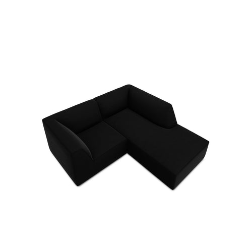 Cosmopolitan Design - Modulaire hoekbank rechts Siena 3-zits, flueel zwart - 180x186x69cm