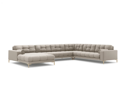 Cosmopolitan Design Panoramische hoekbank rechts Bali 7-zits, structurele stof, beige - 256x327x75cm