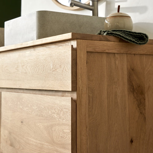 Tikamoon Massief eikenhouten wastafelmeubel 120 cm - Naturel