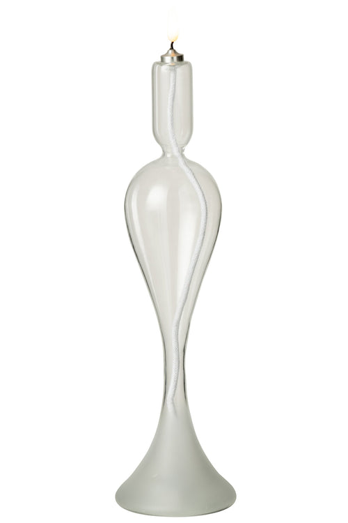 J-Line kaars - glas - transparant - large - LED lichtjes