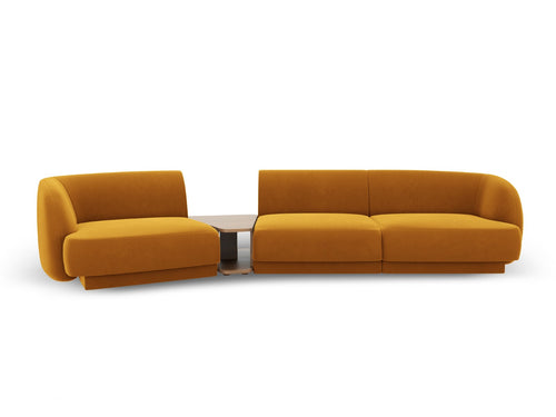 Micadoni - Linker modulaire bank "Miley" 3 zitplaatsen, flueel, geel - 126x303x70cm