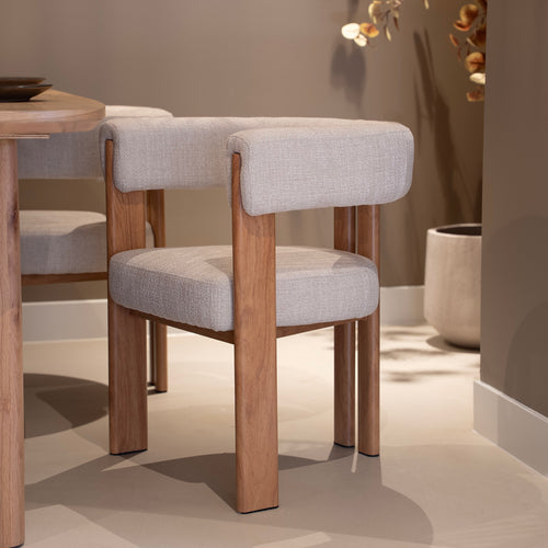 DÉJA Living Eetkamerstoel Aragon - Beige/Naturel - Zithoogte 46cm - Set van 2