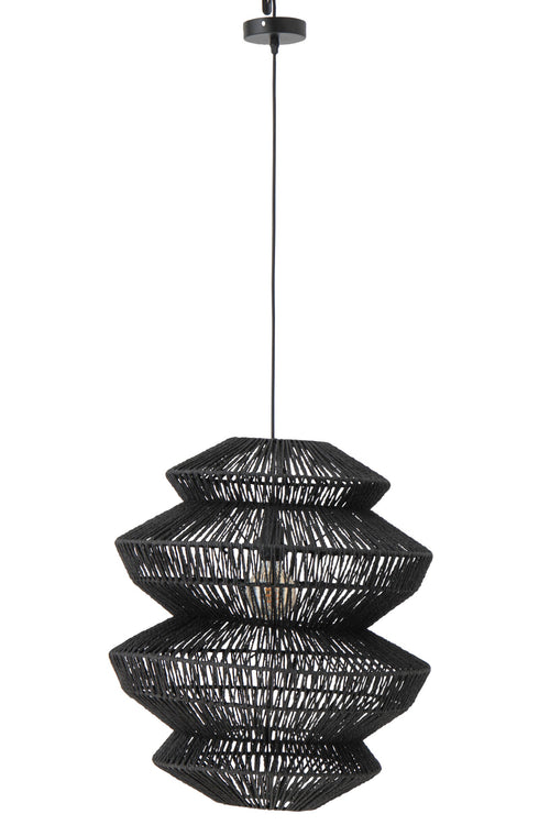 J-Line hanglamp Touw - metaal - zwart - large