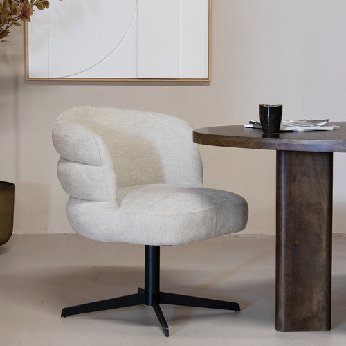 DÉJA Living Eetkamerstoel Félix - Metaal/Stof - Taupe - Set van 2