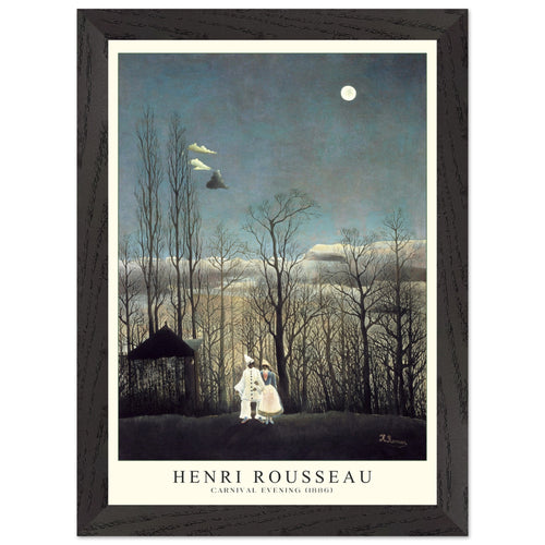 Artfulprints Poster met Lijst Henri Rousseau - Carnival evening   - A4 21x29.7 cm - Blauw