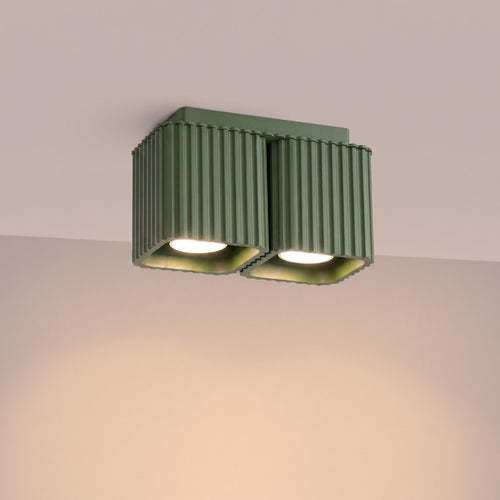 Sollux Lighting Plafondlamp RIFF 2 olijfgroen GU10 - 20,5x10x12cm