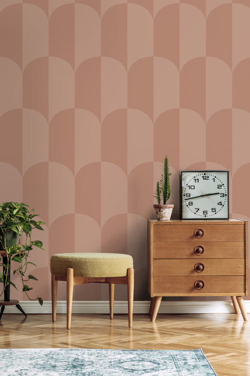 ESTAhome behang art deco bogen terracotta roze - 53 cm x 10.05 m - 131238 - vtwonen shop