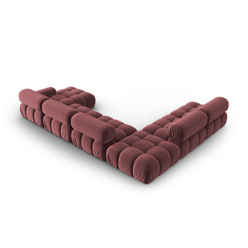 Cosmopolitan Design - Modulaire panoramische hoekbank links Cortina 7-zits, flueel roze - 282x376x70cm