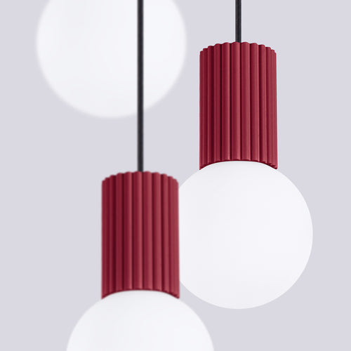 Sollux Lighting Hanglamp HALO 3P bordeauxrood - 25x25x125cm